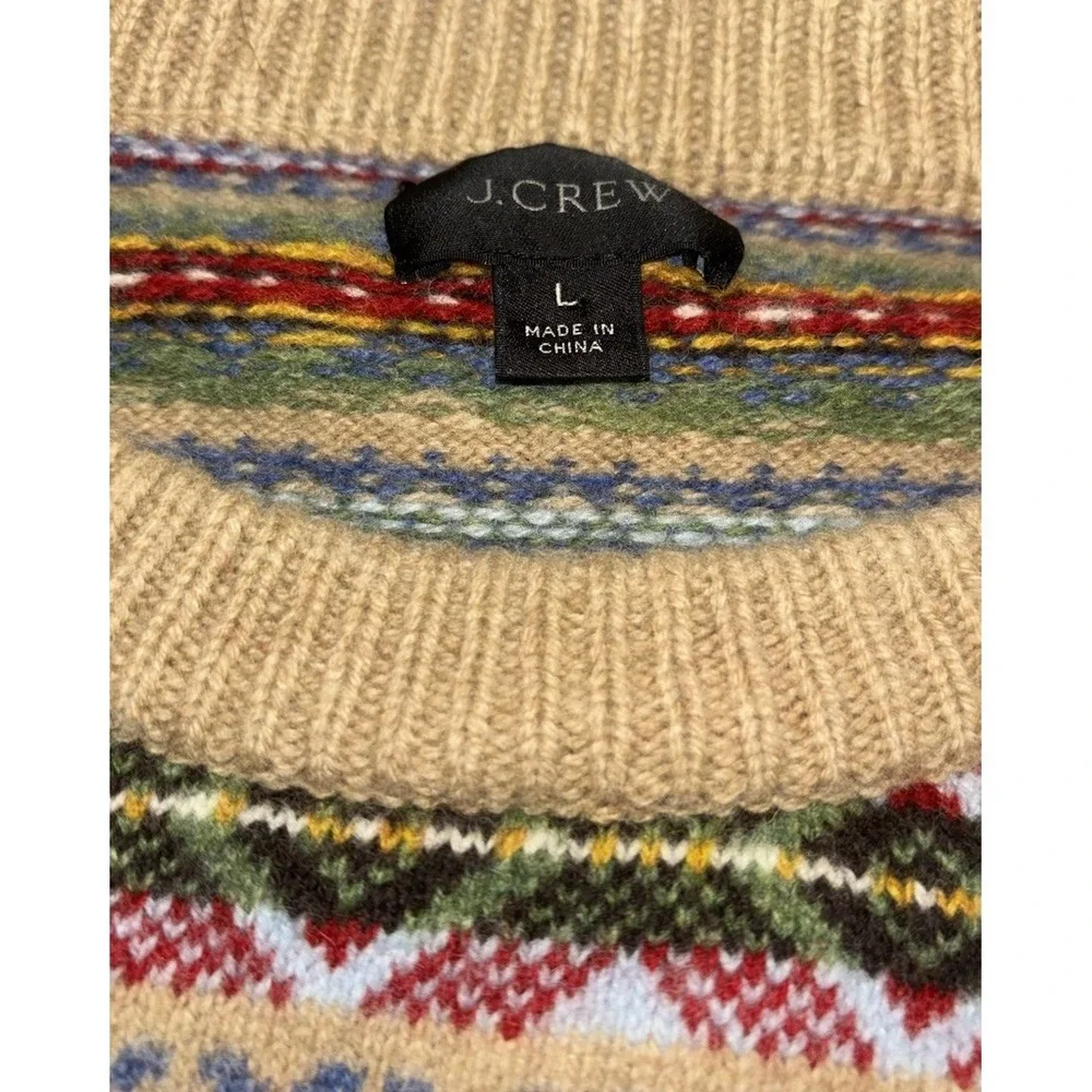J Crew‎ Fair Isle Lambswool Sweater Mens Large Multicolor Crewneck Pullover